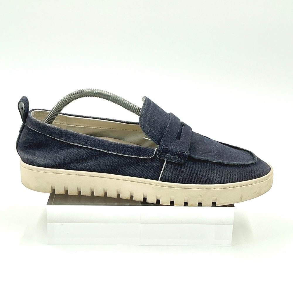 Vionic Size 10.5 Penny Loafer Navy Leather Denim Look Orthopedic Uptown‎